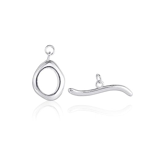 1 Set 925 Sterling Silver Toggle Clasps for Jewelry Making OT Clasp Bracelet Clasps and Closures T-Bar Closure Adjustable Connector for Jewelry Making - color: Platina Color, size: Style A-18mm long