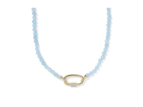 Kendra Scott, Women's, Emery Beaded Strand Necklace - color: Gold Lt Blue Chlcdny