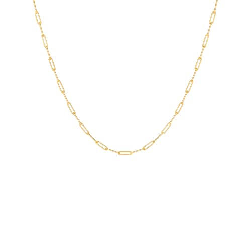 Destin Jewelry Paperclip Chain Necklace for Women, Waterproof 18K Gold Plated Stainless Steel, Hypoallergenic, Adjustable Layering Chain, Tarnish-Resistant, 2.5–6.5mm - color: 18K Yellow Gold Plated Stainless Steel, size: 16" + 2", style: 2.5 MM