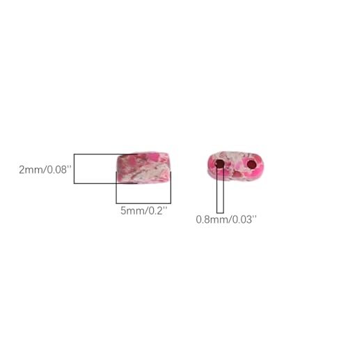 Beadia Rose Red Imperial Jasper Stone Tila Beads 5x2mm Rectangle 2-Hole Spacer Beads for DIY Bracelet Earring Making 15"/Strand - color: Imperial Jasper Rose Red, size: 5x2mm