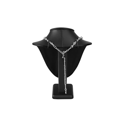 MOOCA 2 Pcs Deluxe Faux Leather Small Necklace Chain Jewelry Display Holder, Jewelry Stand, Necklaces Display Mannequin Bust Stand, 7 1/4”H, Black Faux Leather - color: 3) Black Faux Leather, 2 piece