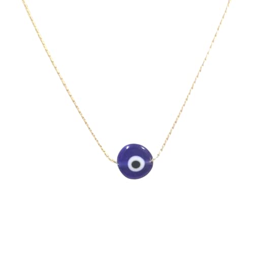 10mm Handmade Lampwork Glass Dark Blue Evil Eye Bead with Real 14kt Gold Filled Fine 0.6mm Chain NECKLACE. Made to your size. - size: 20" 50cm