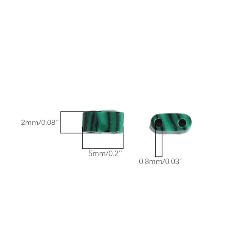 Beadia Malachite Stone Tila Beads 5x2mm Rectangle 2-Hole Spacer Beads for DIY Bracelet Earring Making 15"/Strand - color: Malachite, size: 5x2mm