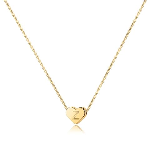 Turandoss Mothers Day Gifts for Mom Wife - Dainty 14K Gold Plated Heart Initial A-Z Pendant Letter Heart Necklace Birthday Mothers Day Gifts for Women Girls - style: Z