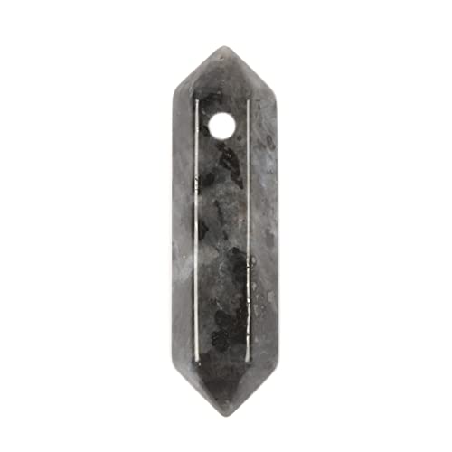 Larvikite 32mm Natural Gemstone Hexagonal Wand Jewelry Making Crystal Pointed Chakra Reiki Healing Beads 2mm Hole Drilled(Pack of 10) - color: Larvikite