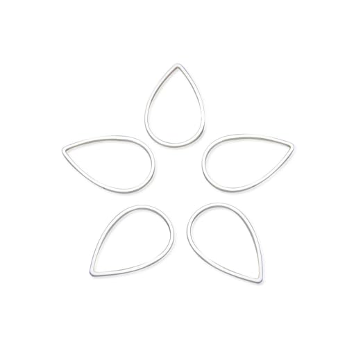 Adabele 50pcs Silver Teardrop Beading Hoop Link Jewelry Findings 16mm Long Geometric Connector Open Back Bezel Frame for DIY Craft Jewelry Making CF70-1 - size: Teardrop Shape (0.63 Inch)