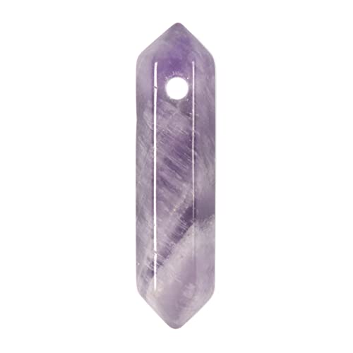 African Amethyst 32mm Natural Gemstone Hexagonal Wand Jewelry Making Crystal Pointed Chakra Reiki Healing Beads 2mm Hole Drilled(Pack of 10) - color: African Amethyst