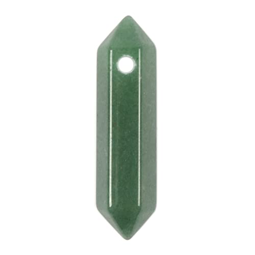 Green Aventurine 32mm Natural Gemstone Hexagonal Wand Jewelry Making Crystal Pointed Chakra Reiki Healing Beads 2mm Hole Drilled(Pack of 10) - color: Green Aventurine
