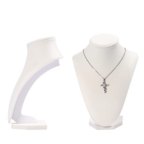 Julysky 3D Necklace Display Stand For Selling,Velvet Chain Jewelry Bust Holder Organizer (1, beige) - color: beige