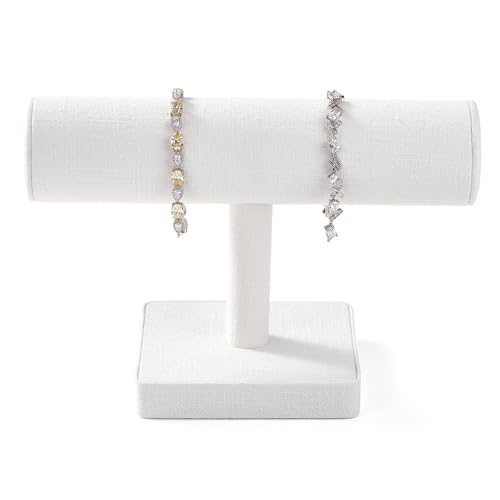 Oirlv Linen T-bar Bracelet Watch Organizer Display Stand Professional Jewelry Bracelet Display for Selling (Creamy-white,Linen) - color: Creamy-white,Linen