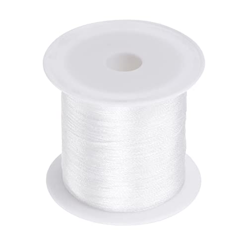 HARFINGTON 0.2mm Nylon Cord Satin Silk Trim Beading String Chinese Knotting Cord Hand Knitting String Bracelet Thread for Bracelets, Beading, DIY Making, Ornaments, White, 328ft - color: White