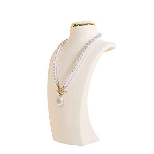 Beige necklace display stands for selling, Velvet necklace storage organizer, Necklace mannequin jewelry bust holder for boutique store【Beige-Medium height 10.2 inch】 - color: Beige, size: Medium