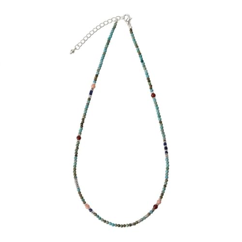 Handmade Natural Gemstone Beaded Necklace for Women, Cultured Freshwater Pearl Choker with Adjustable Extension Chain, Boho Healing Crystal Jewelry Collection - color: d green