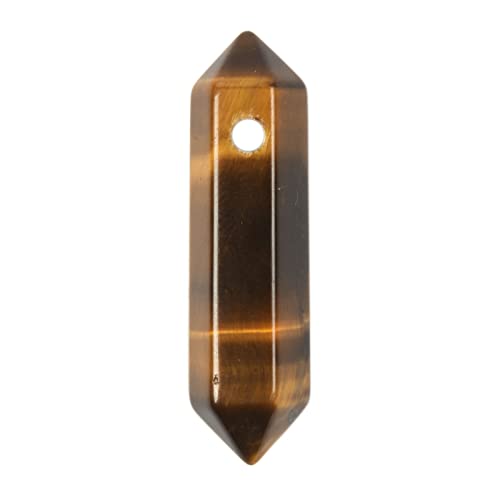 Yellow Tiger Eye 32mm Natural Gemstone Hexagonal Wand Jewelry Making Crystal Pointed Chakra Reiki Healing Beads 2mm Hole Drilled(Pack of 10) - color: Yellow Tiger Eye