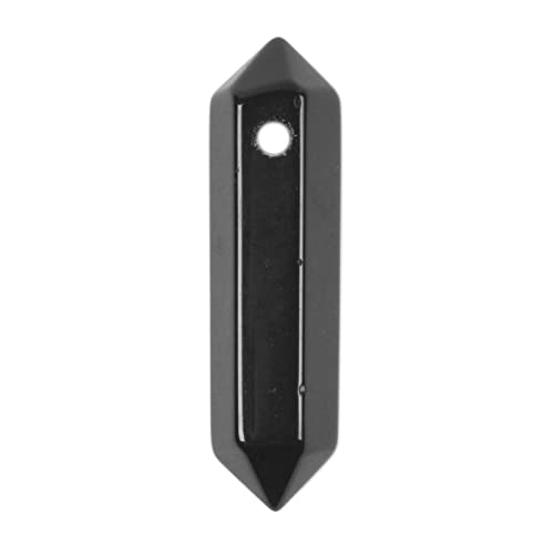 Black Obsidian 32mm Natural Gemstone Hexagonal Wand Jewelry Making Crystal Pointed Chakra Reiki Healing Beads 2mm Hole Drilled(Pack of 10) - color: Black Obsidian