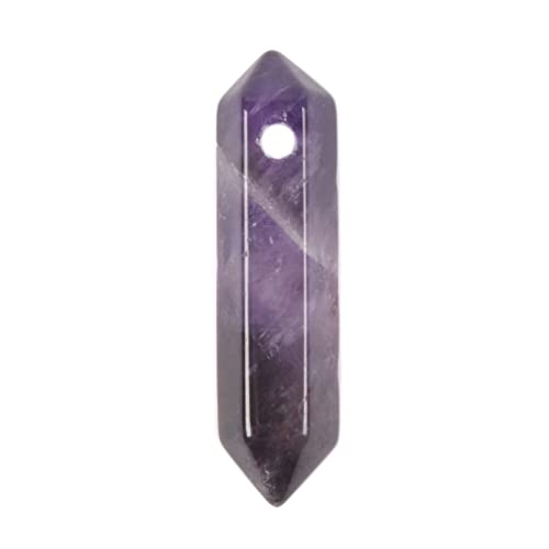 Amethyst 32mm Natural Gemstone Hexagonal Wand Jewelry Making Crystal Pointed Chakra Reiki Healing Beads 2mm Hole Drilled(Pack of 10) - color: Amethyst
