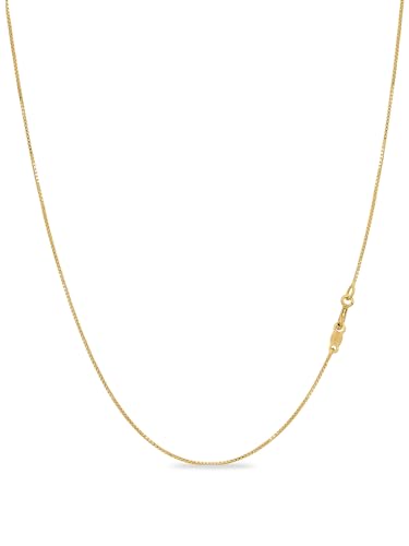 KEZEF 925 Sterling Silver Box Chain Necklace for Women & Men, 0.7mm Thin Chain Necklace, Available in Sterling Silver, Gold Plated & Rose Gold Plated Finishes, Made in Italy - color: 18kt Gold, size: 15 Inch