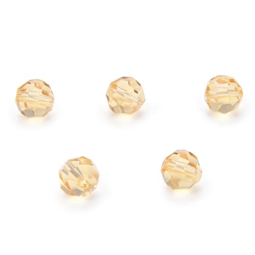 100pcs Adabele Austrian 4mm (0.16 Inch) Small Faceted Loose Round Crystal Beads Golden Yellow Champagne Compatible with Swarovski Crystals for Jewelry Craft Making SS2R-428 - color: Gold Champagne, size: 4mm Small (100pcs)
