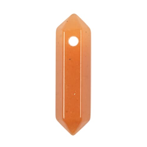 Orange Aventurine 32mm Natural Gemstone Hexagonal Wand Jewelry Making Crystal Pointed Chakra Reiki Healing Beads 2mm Hole Drilled(Pack of 10) - color: Orange Aventurine