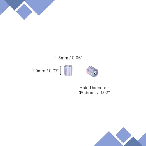 uxcell 1400Pcs Glass Bugle Beads, 1.9x1.5mm Tube Mini Loose Glass Seed Spacer Bead for DIY Earrings Necklaces Bracelets Jewelry Making (Bean Purple) - color: Bean Purple, size: 1.9x1.5mm