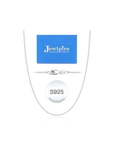 Jewlpire 18k Gold Plated 925 Sterling Silver Chain Necklace for Women, 1.3mm Thin & Dainty & Sturdy Cable Chain Necklace Women's Chain Necklaces 14/16/17/18/20/22/24 Inch - color: 925 Sterling Silver, size: 17 Inch
