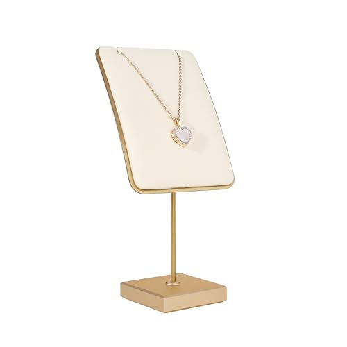 Beige jewelry stand necklace holder, Gold necklace display stands for selling, Velvet necklace hanger storage【Beige】 - color: Cream