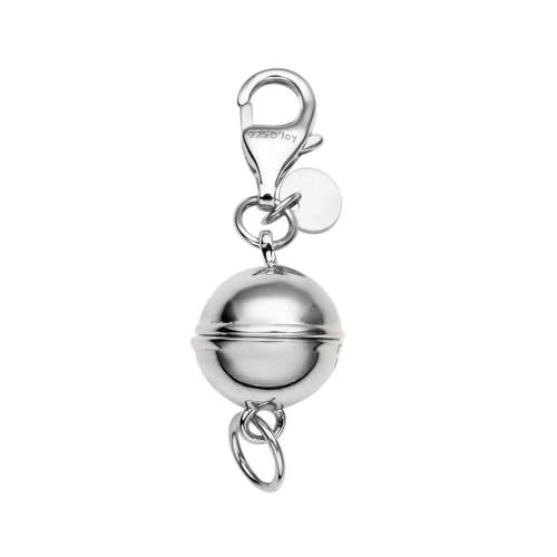 925 Sterling Silver Magnetic Necklace Clasp Rhodium Plated Round Magnetic Clasps for Necklaces Jewelry Lock with Lobster Clasp for Women Women 2.50 Grams Gifts - color: Silver
