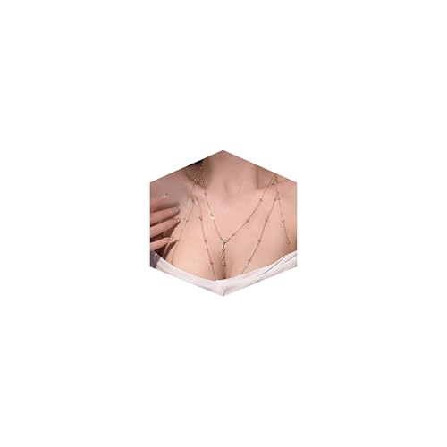 14K Gold Plated Body Chains for Women, Sexy Layered Belly Waist Chain Crossover Bikini Bra Chain, Summer Beach Rhinestone Body Jewelry - style: Gold 4 Diamonds
