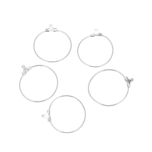 Adabele 100pcs Hypoallergenic Silver 30mm Round Hoop Circle Beading Hoop Link Connector Component for DIY Craft Earrings Jewelry Making CF130-5 - size: Round Hoop (1.2 inch Long)