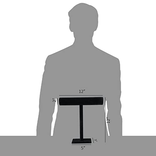 G Ganen T-Bar Necklace Holder Jewelry Display Stand; Black Velvet Holder Organizer for Necklace, Chains, Bracelets, Watches, Headphones; 12” High*11”Cross