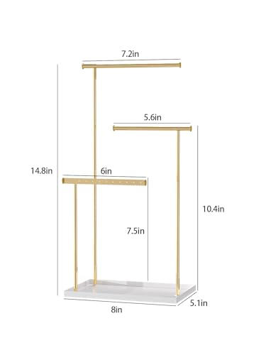 Metal Jewelry Holder Organizer Stand for Women,Jewelry Hanger for Necklaces, Earrings, Bracelets, Rings (Gold)