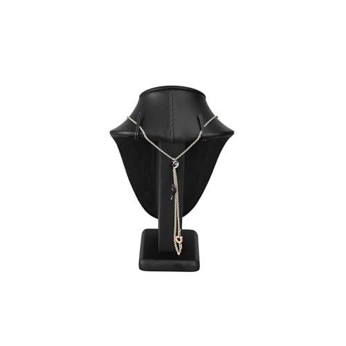 MOOCA 2 Pcs Deluxe Faux Leather Small Necklace Chain Jewelry Display Holder, Jewelry Stand, Necklaces Display Mannequin Bust Stand, 6.25”H, Black Faux Leather - color: Black Faux Leather