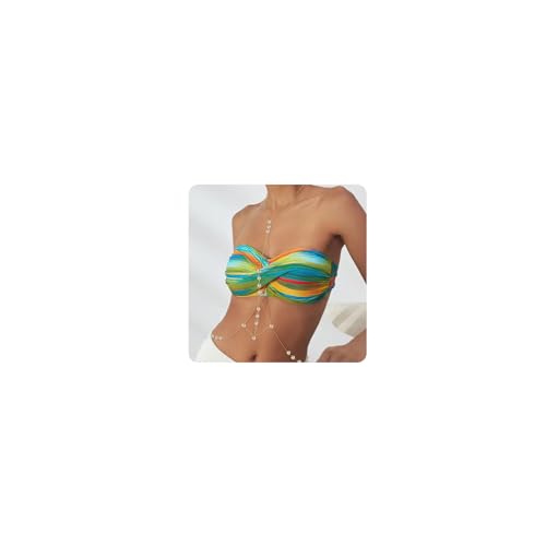 Body Chain,Body Jewelry for Women,Sexy Layered Chest Chain,Layered Adjustable Waist Jewelry for Beach Accessories,Gold Plated Waist Chains - color: Gold-A