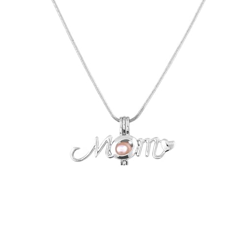 MilkyWay Wish Pearl Necklace Kit, DIY Necklace Making Kit, lotus Necklace Cage Locket Cultured Pearl in Oyster Set, 16.9", Surprise Gift For Wife, Girlfriend,Mother - color: MOM