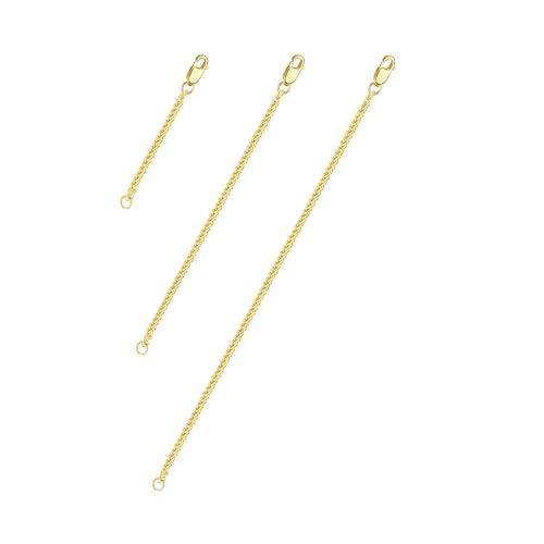 Gold Necklace Extenders for Women, Durable Necklace Extender Sterling Silver for Bracelet & Anklet, Adjustable & Hypoallergenic, Set of 3 Extension Chains (2+4+6 inch | Gold) - color: Gold