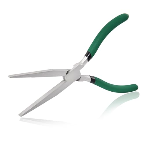 Long Flat Nose Pliers Serrated Jaw Extra Long Nose Plier Duckbill Pliers Jewelry Making Supplies for Jewelry Making, Fishing, Wire Wrapping, Crafts, Flat Plier for Hard to Reach Narrow Spaces