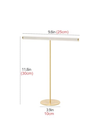 T-Bar Necklace Bracelet Organizer Stand, Velvet Jewelry Hanger Display Stand, Necklace And Bracelet Holder Rack for Men Women (Beige) - color: Beige