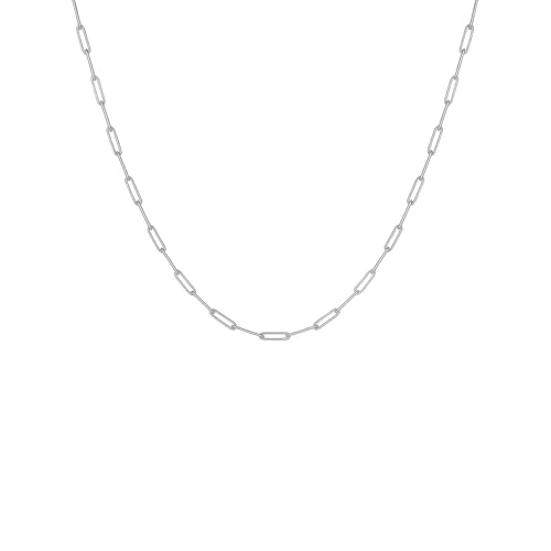 Destin Jewelry Paperclip Chain Necklace for Women, Waterproof 18K Gold Plated Stainless Steel, Hypoallergenic, Adjustable Layering Chain, Tarnish-Resistant, 2.5–6.5mm - color: Stainless Steel, size: 16" + 2", style: 2.5 MM