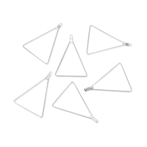 Adabele 100pcs Hypoallergenic Silver Triangle Beading Hoop Link Jewelry Findings Connector Component for DIY Craft Earrings Jewelry Making CF130-3 - size: Triangle Hoop (2 inch Long)