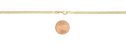 Barzel 18K Gold Plated Mariner Chain Necklace for Women, Flat Marina - Made in Brazil - color: 3.5MM Gold, size: 18 Inches