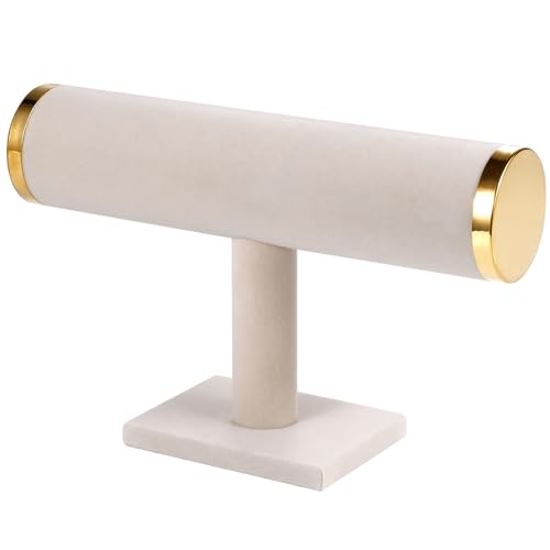T-Bar Bracelet Display Stand for Selling, Jewelry Storage, Bracelet Holder Stand, Bangle, Jewelry Business Supplies, Watch Holder for Women & Men (Beige with Metal Lid) - color: Beige + metal lid