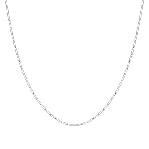 Destin Jewelry Paperclip Chain Necklace for Women, Waterproof 18K Gold Plated Stainless Steel, Hypoallergenic, Adjustable Layering Chain, Tarnish-Resistant, 2.5–6.5mm - color: Stainless Steel, size: 20" + 2", style: 2.5 MM