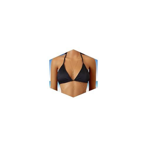 14K Gold Plated Body Chains for Women, Sexy Layered Belly Waist Chain Crossover Bikini Bra Chain, Summer Beach Rhinestone Body Jewelry - style: Gold Starlight