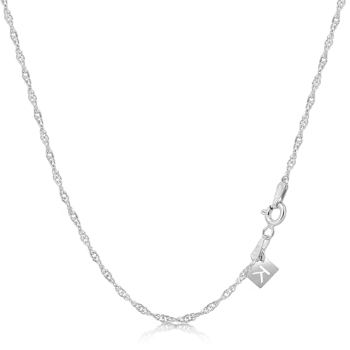 KEZEF 18k Gold Plated 925 Sterling Silver Unisex 14"-36" Singapore Chain Necklace - color: Sterling Silver, size: 30 Inch