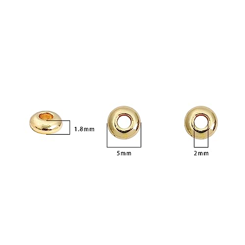 BEADIA 14K Gold Plated Roudelle Spacer Beads 5x1.8mm 50pcs for Jewelry Making Findings Non Tarnish - color: 14K Gold, size: 5x1.8mm Roudelle