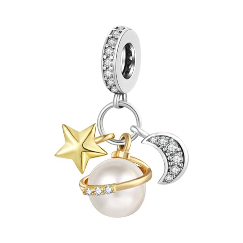 Charm for Bracelets and Necklaces, Heart Animals 925 Sterling Silver Bead Celestial Sun Moon Star Charms Jewelry Gift for Women Girls - color: Celestial Sun Star Moon Triple Dangle Charm