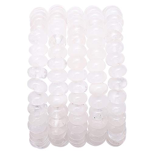 BEADIA Natural White Quartz Crystal Stone Rondelle 5x8mm Loose Semi Gemstone Beads for Jewelry Making 38cm - color: White Quartz Crystal Rondelle, size: 5x8mm