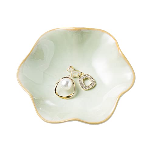 BEUNAIZER Jewelry Dish Tray, Ring Dish, Ceramic Trinket Tray, Key Bowl, Decorative Plate, for Friends Sisters Daughter Mother(Light Green) - color: Light Green
