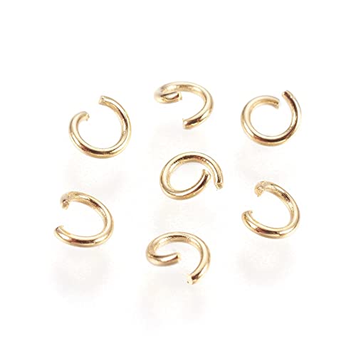 HDSupplies 100 Pieces - 304 Gold Tone Stainless Steel Jump Rings - 4mm - 21 Gauge (0.7mm Thickness) - color: Gold Tone Stainless Steel, size: 4mm / 0.7mm Thick / 21 Gauge