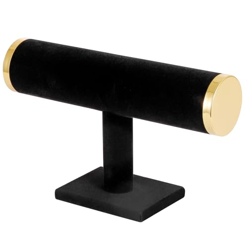 T-Bar Bracelet Display Stand for Selling, Jewelry Storage, Bracelet Holder Stand, Bangle, Jewelry Business Supplies, Watch holder for Women & Men, (Black +meta lid) - color: black-gold